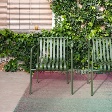 hay green metal chairs on nanimarquina outdoor rugs