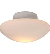 Ceiling light fixture with a beige shade on a white background