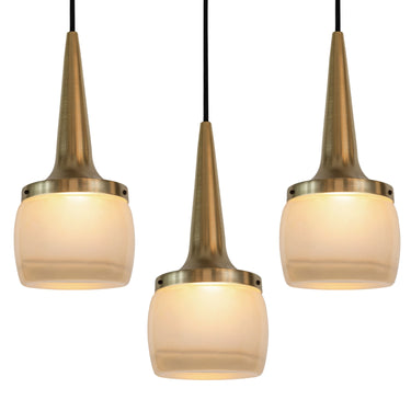 Large 1960s Staff Leuchten Glass and Brass Pendants