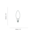 Diagram of a light bulb with dimensions labeled on a white background