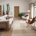 tres vegetal neutral rug in a calm desert decor
