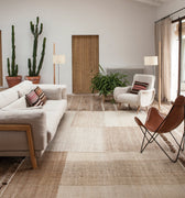 tres vegetal neutral rug in a calm desert decor