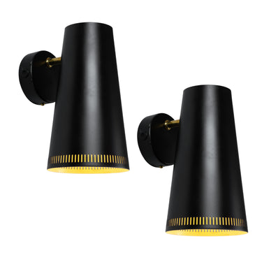 Pair of Large Paavo Tynell Black Wall Lights for Taito Oy